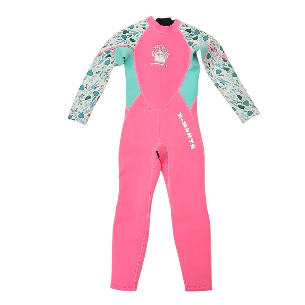 X Manta Wetsuit Girls XL/6 Pink Neoprene Back Zip Full Surfing Diving Swimming